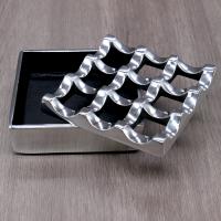 Cast Aluminium 9 Hole Grid Square Cigar Ash Tray - Silver