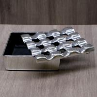 Cast Aluminium 9 Hole Square Grid Cigar Ash Tray - Silver