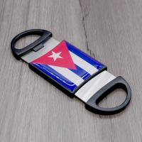 Black Plastic Cigar Cutter With Domed Cuban Flag - 52 Ring Gauge