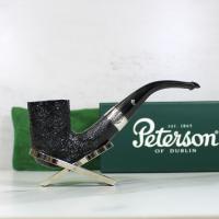 Peterson Sherlock Holmes Rathbone Black Sandblasted Silver Mounted P Lip Pipe (PE1917)