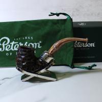 Peterson Derry Rustic 221 Nickel Mounted 9mm Filter Coffee Fishtail Pipe (PE1997)