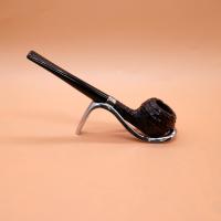 Peterson Junior Rusticated Squat Rhodesian Nickel Mounted Fishtail Pipe (PE2619)