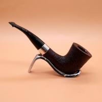 Peterson Sherlock Holmes Mycroft Sandblast Silver Mounted P Lip Pipe (PE2624)