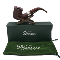 Peterson Irish Harp 05 Sandblast Cumberland Bent Silver Mounted Fishtail Pipe (PE2698)