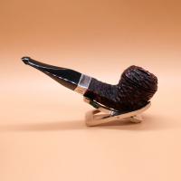 Peterson Sherlock Holmes Baker Street Rustic Silver Mounted P Lip Pipe (PE2884)