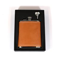 Peterson 6oz Hip Flask  - Tan Leather