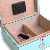 Savinelli High Lacquered Tiffany Blue and Carbon Fibre Humidor - 30 Cigar Capacity