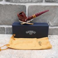 Savinelli Regimental 128 Smooth Burgundy 6mm Filter Fishtail Pipe (SAV590)