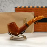 Savinelli Miele 628 Smooth Bent Honey 6mm Filter Fishtail Pipe (SAV1338)