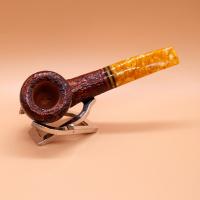 Savinelli Miele 316 Brownblast KS Semi Bent Honey 6mm Filter Fishtail Pipe (SAV1877)