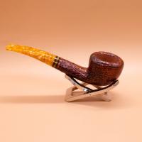 Savinelli Miele 316 Brownblast KS Semi Bent Honey 6mm Filter Fishtail Pipe (SAV1877)