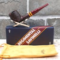 Savinelli Regimental 128 Rustic Dark Brown 6mm Filter Fishtail Pipe (SAV587)