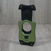 Colibri S Cut Brushed Metal Cigar Cutter - Green & Black