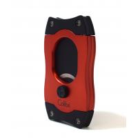 Colibri S Cut Brushed Metal Cigar Cutter - Red & Black