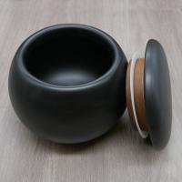 Round Ceramic Tobacco Jar - Matte Black