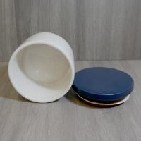 Lubinski White & Dark Blue Ceramic Tobacco Jar - Holds 100g