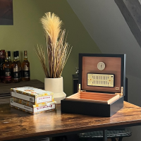 SLIGHT SECONDS - Adorini Torino Black Deluxe Cigar Humidor - 30 Cigar Capacity (AD059)