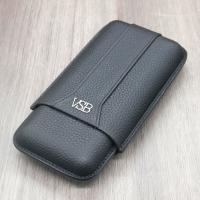 VSB London Three Finger Black Leather Cigar Case