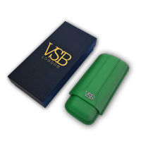 VSB London Two Finger British Racing Green Leather Cigar Case