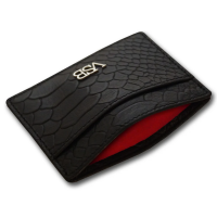 VSB London Crocodile Skin Black Leather Card Holder