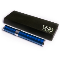 VSB London Gloss Blue Carbon Fibre & Stainless Steel 56 Ring Gauge Cigar Tube