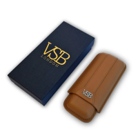 VSB London Two Finger Brown Leather Cigar Case