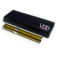 VSB London Gloss Gold Carbon Fibre & Stainless Steel 56 Ring Gauge Cigar Tube