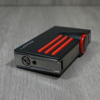 Vertigo by Lotus Orion Twin Point Torch Flamed Lighter With Punch Cut - Black Matte & Polished Red