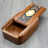 Wilsons of Sharrow Wooden Snuff Box - Arrow Pattern Dark Wood