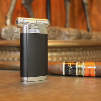 Zino Pipe Lighter - Matte Black and Chrome