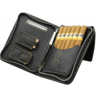 Adorini Cigar Bag Real Leather Yellow Top Stitching (AD085)