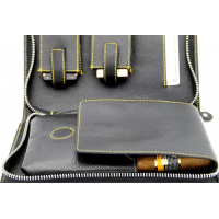 Adorini Cigar Bag Real Leather Yellow Top Stitching (AD085)
