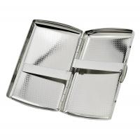 Double Sided Brush Chrome Cigarette Case - Fits Up To 12 Kingsize Cigarettes