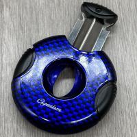 Cigarism Round G10 Semi-Automatic V-Cut Cigar Cutter - Carbon Blue