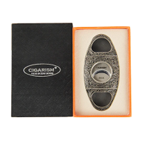 Cigarism Vintage Flower Engraved Cigar Cutter - Silver