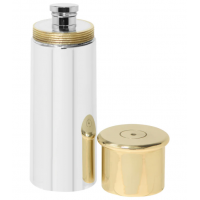6oz English Pewter Shotgun Cartridge Hip Flask with Brass Lid