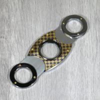 Round Ended Black & Gold Check Cigar Cutter