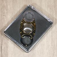 Round Ended Black & Gold Check Cigar Cutter