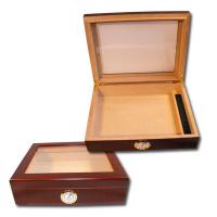 FATHERS DAY - Newport Mahogany Finish Glass Top Humidor - 20 Cigar Capacity