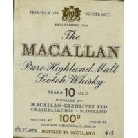 Macallan 10 Year Old Gordon & MacPhail 100 Proof Whisky Miniature - 57% 4cl