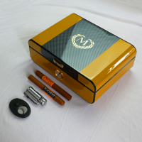 Myon Humidor Yellow & Carbon 25 Cigar Capacity with Front Dial