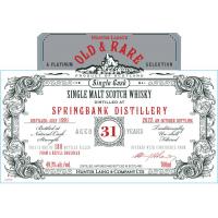 Springbank 31 Year Old 1991 Old & Rare Platinum (Hunter Laing) Whisky - 49.3% 70cl