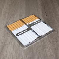 Pattern Silver Lines Cigarette Case - Holds 14 Super King Cigarettes