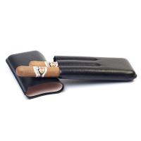 Savinelli Corona Leather Cigar Case - Black - Fits 3 Cigars (End of Line)