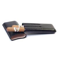 Savinelli Corona Leather Cigar Case - Black - Fits 3 Cigars