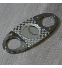 Oval Cigar Cutter - Black & White Check