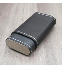 Artamis Robusto Black Leather Cigar Case with White Stitching - Fits 3 Cigars