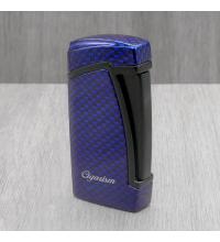 Cigarism Jet Flame Cigar Lighter & Punch Cutter - Carbon Fibre Blue