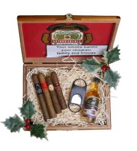 Christmas Spirit and Smoke Gift Box Sampler - 4 Cigars with Cutter and Miniature
