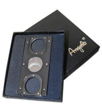 Angelo Double Blade 2-Finger Credit Card Shape Gun Metal Cigar Cutter